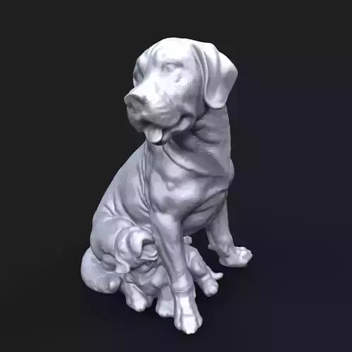 Broholmer with a puppy 3D print model
