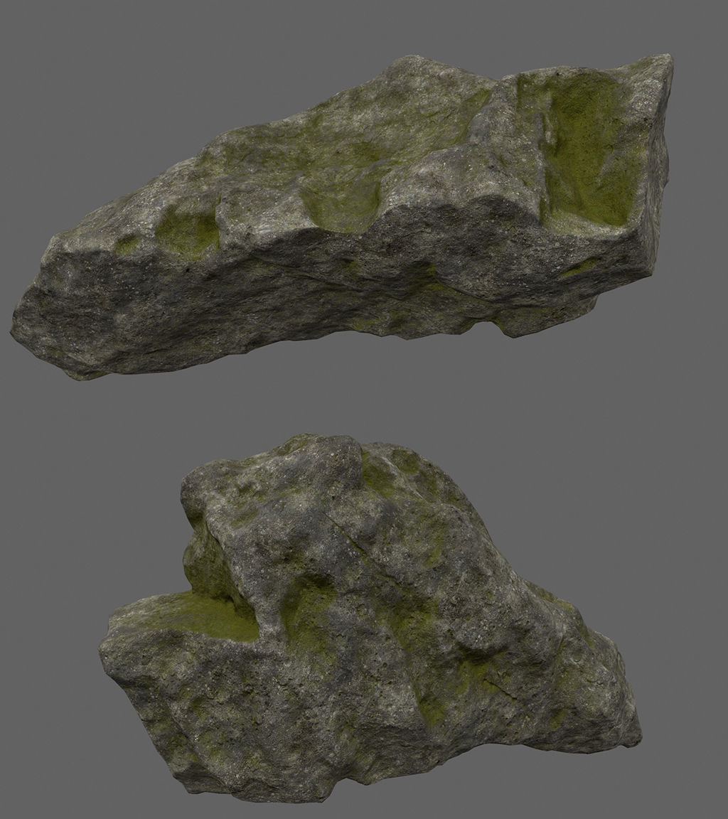 forest rock set Low-poly 3D model_9