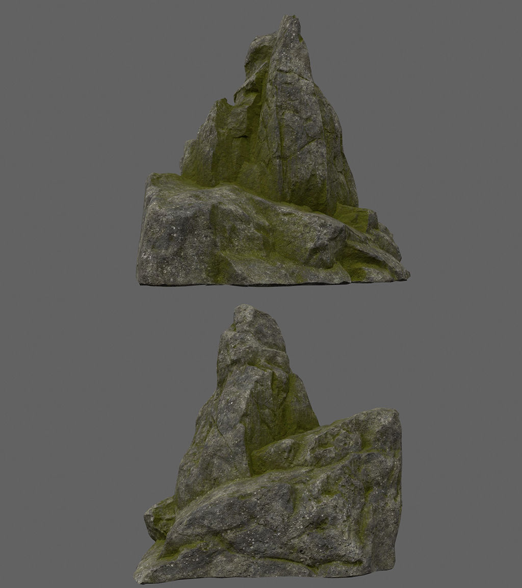 forest rock set Low-poly 3D model_4