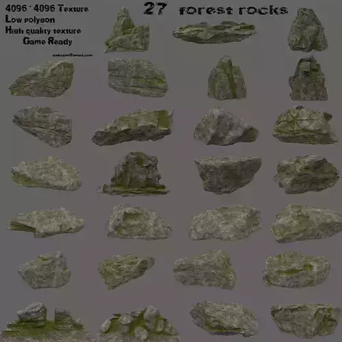 forest rock set Low-poly 3D model forest rock set Low-poly 3D model
