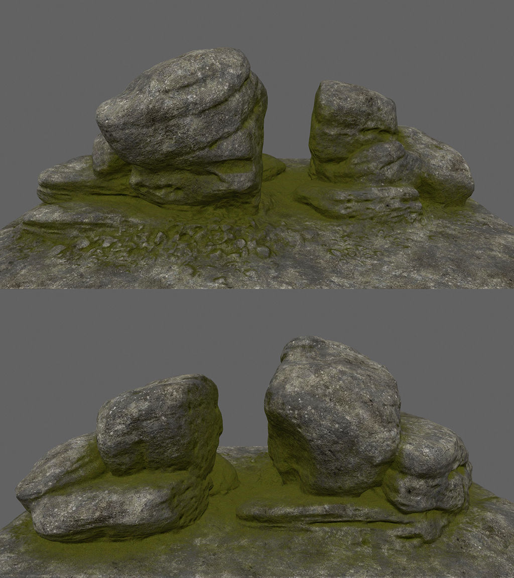 forest rock set Low-poly 3D model_7