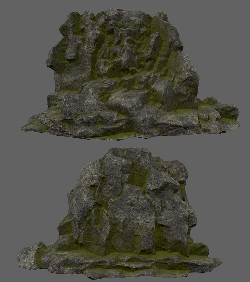 forest rock set Low-poly 3D model_1