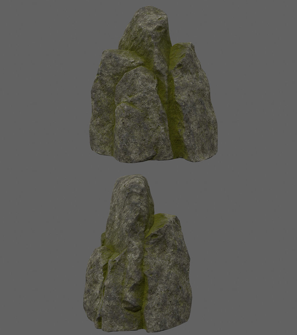 forest rock set Low-poly 3D model_2