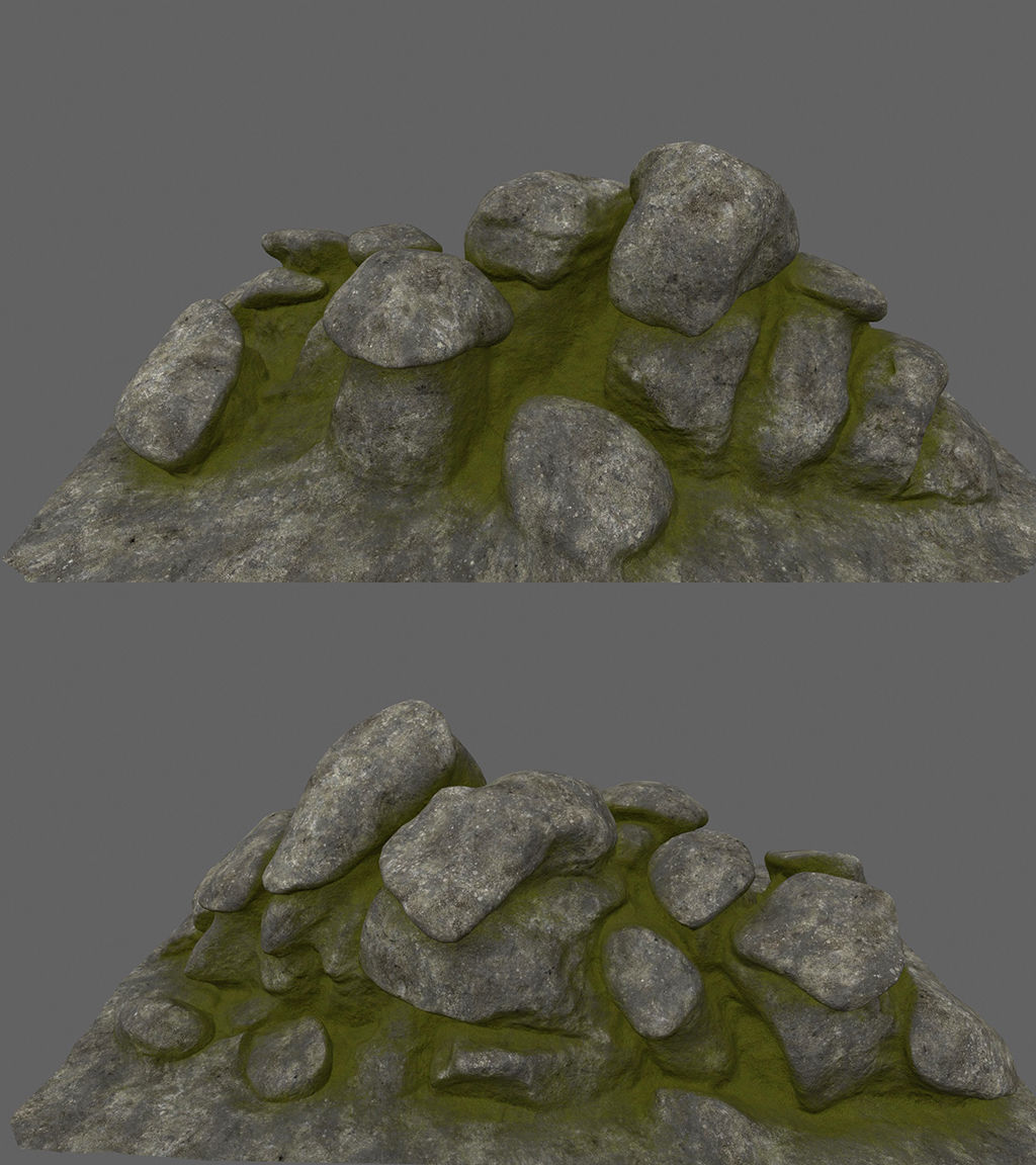 forest rock set Low-poly 3D model_6