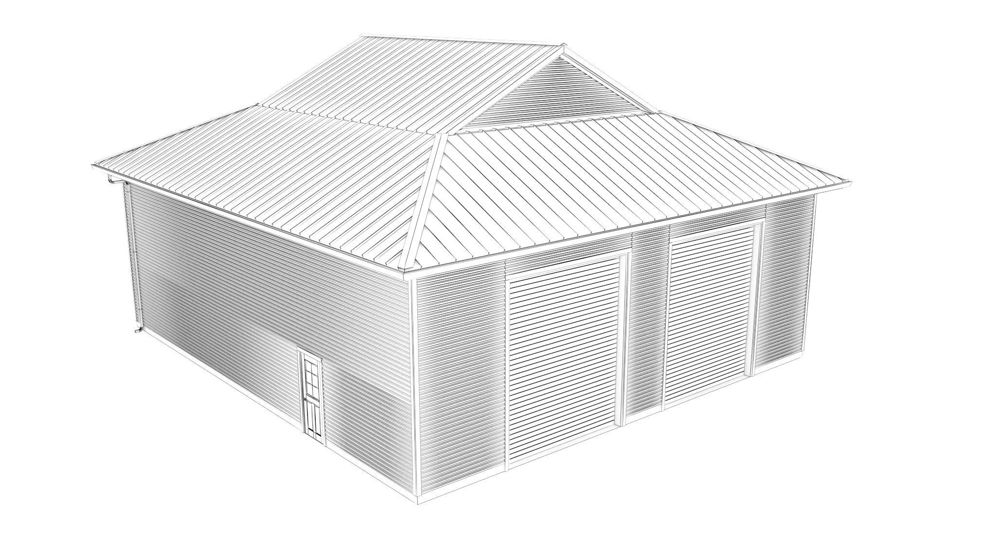 Garage-010 Low Poly house 3D model_11
