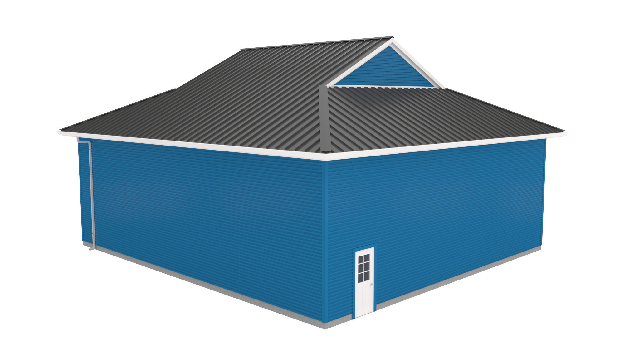 Garage-010 Low Poly house 3D model_5