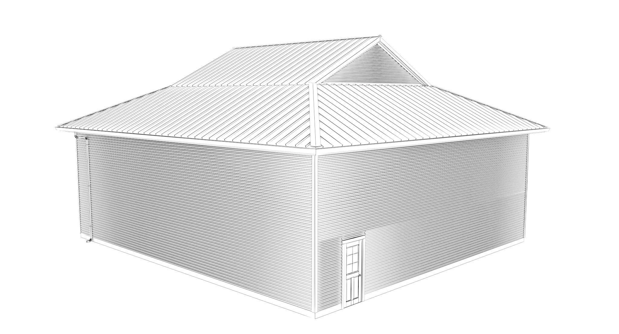 Garage-010 Low Poly house 3D model_12