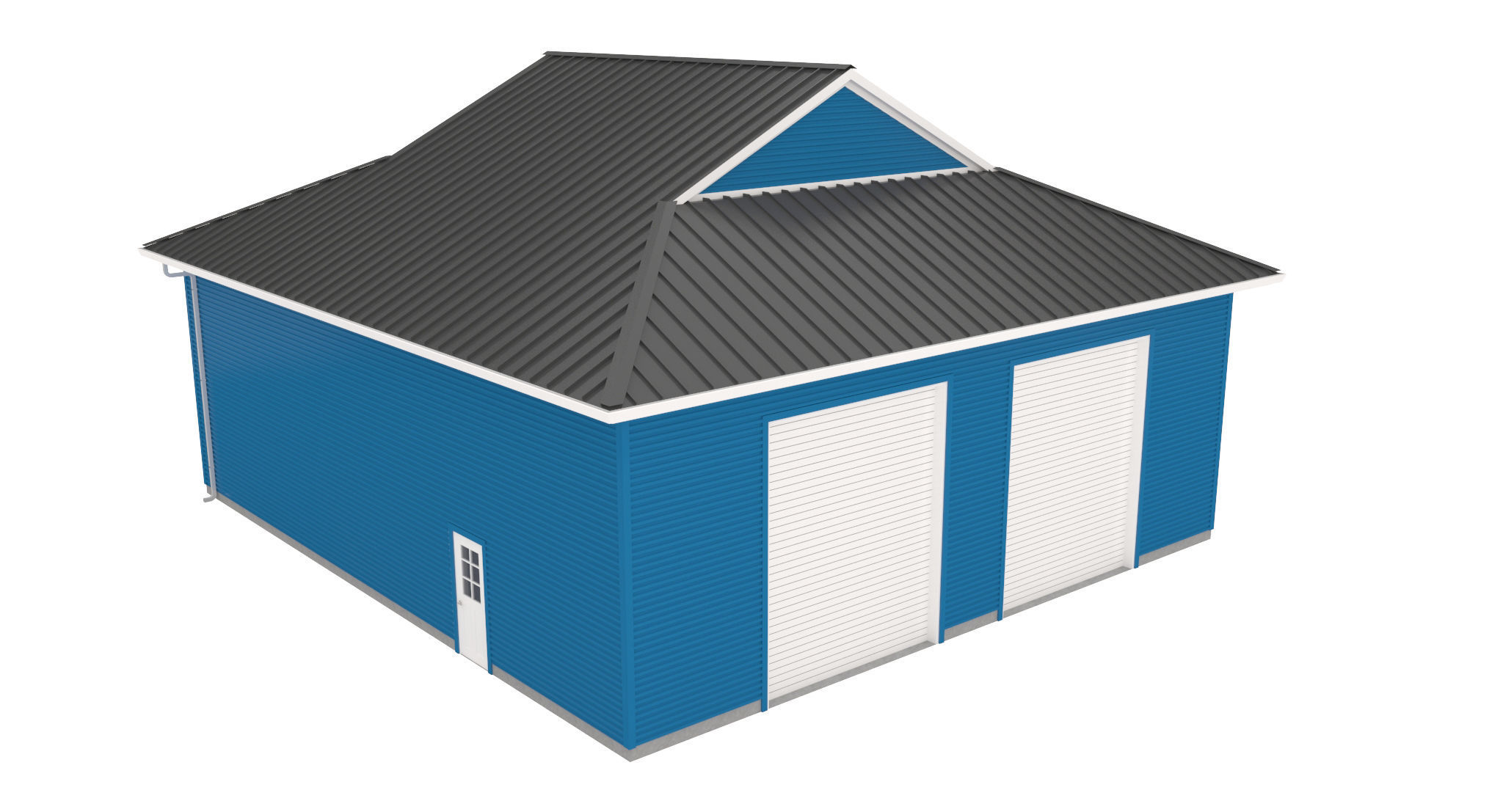 Garage-010 Low Poly house 3D model_4