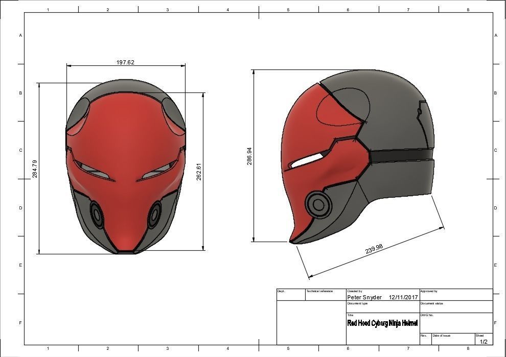 Red Hood Cyborg Ninja Helmet 3D print model_6