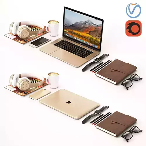 Workplace Gold MacBook  3D model