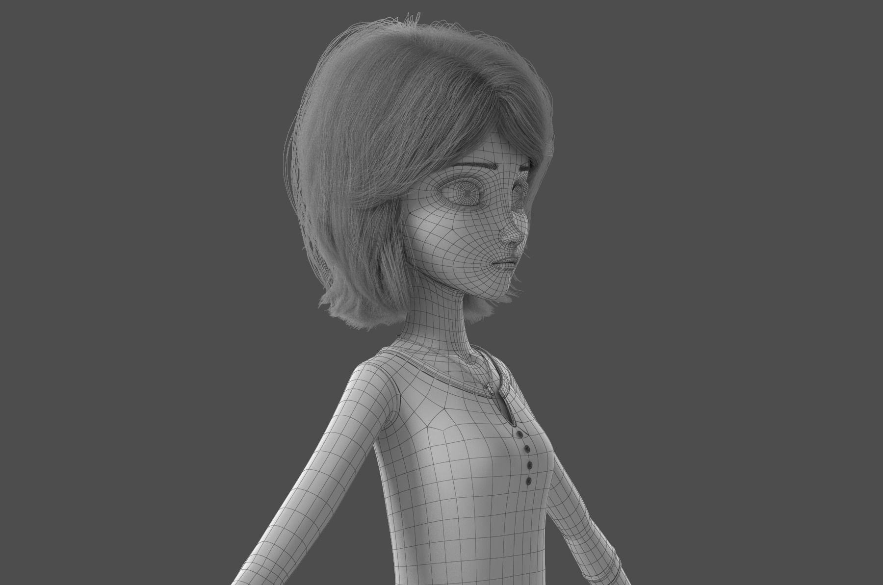 Cartoon Woman Rigged 3D model_36