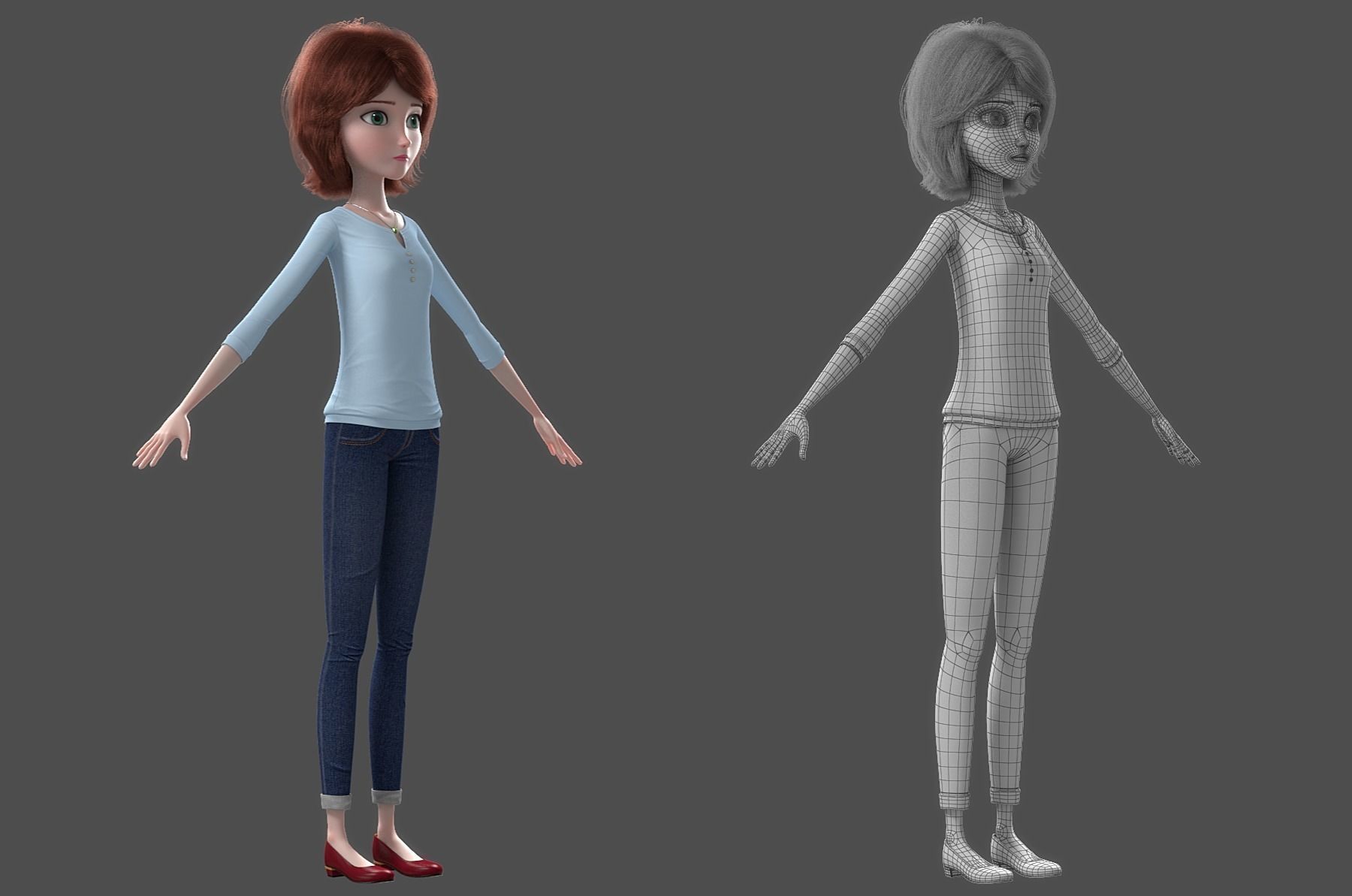 Cartoon Woman Rigged 3D model_17