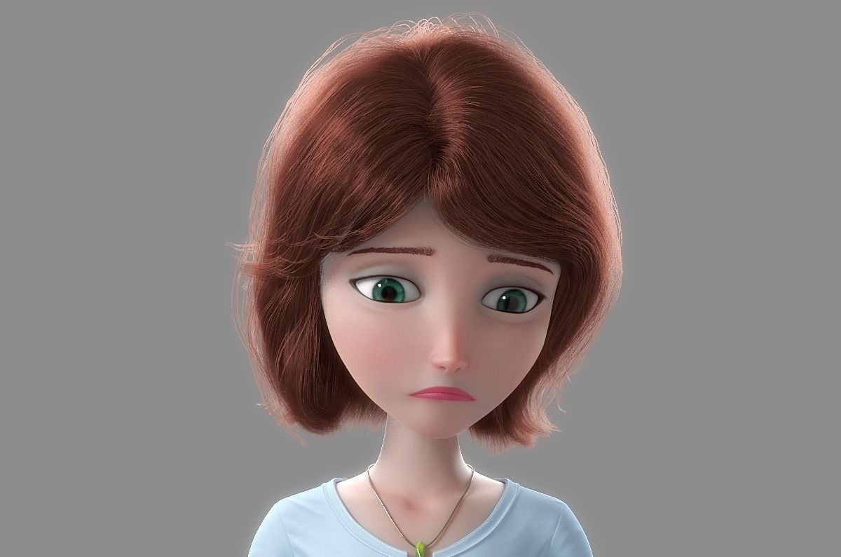 Cartoon Woman Rigged 3D model_13