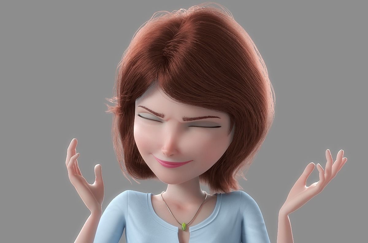 Cartoon Woman Rigged 3D model_4