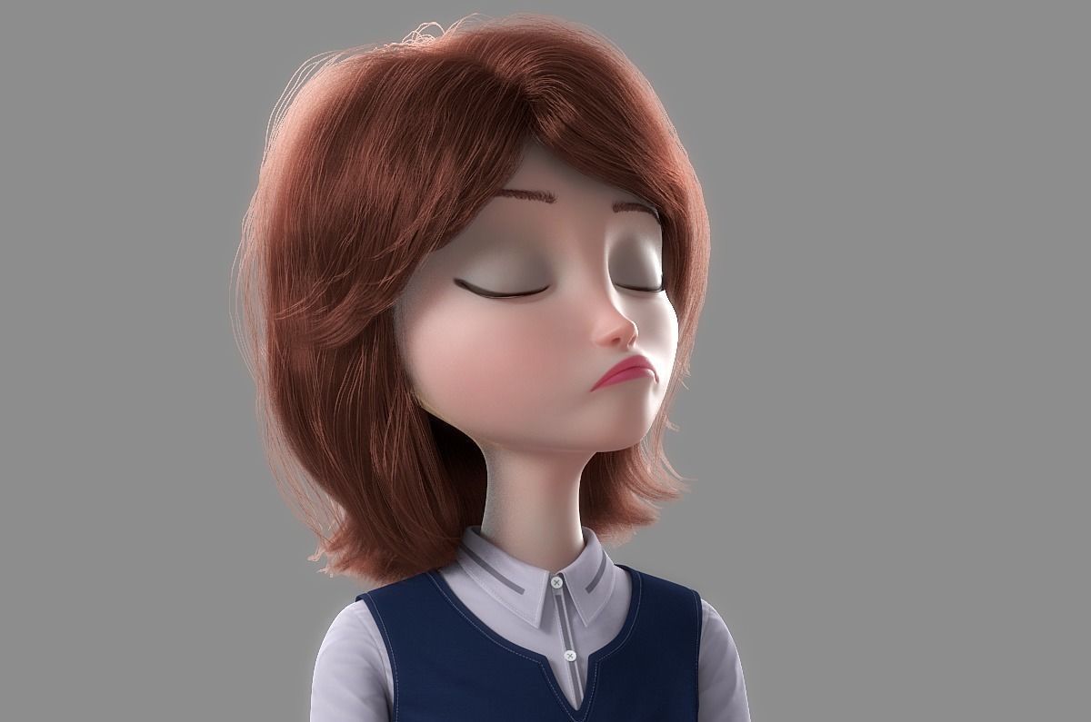 Cartoon Woman Rigged 3D model_10
