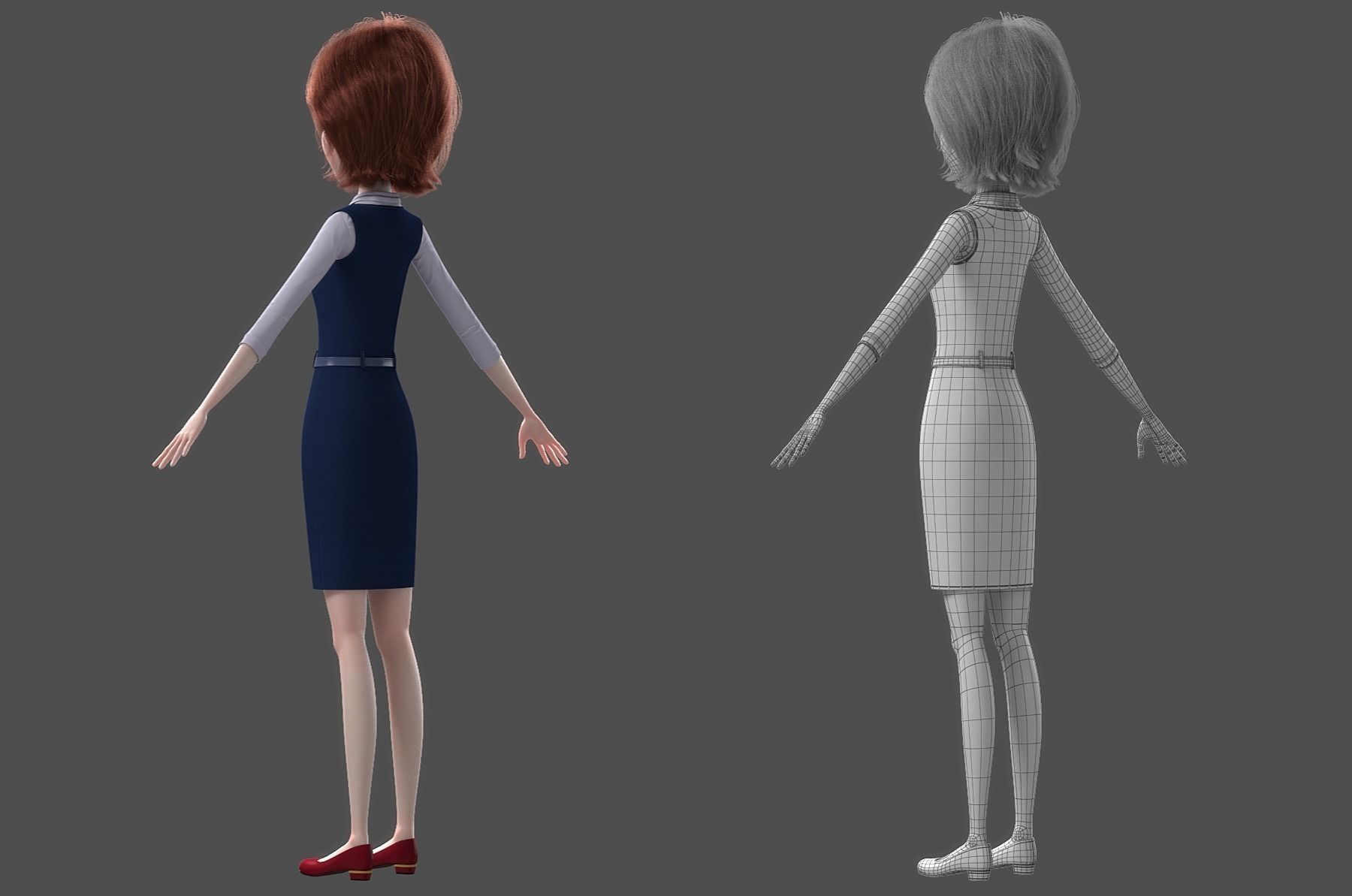 Cartoon Woman Rigged 3D model_21