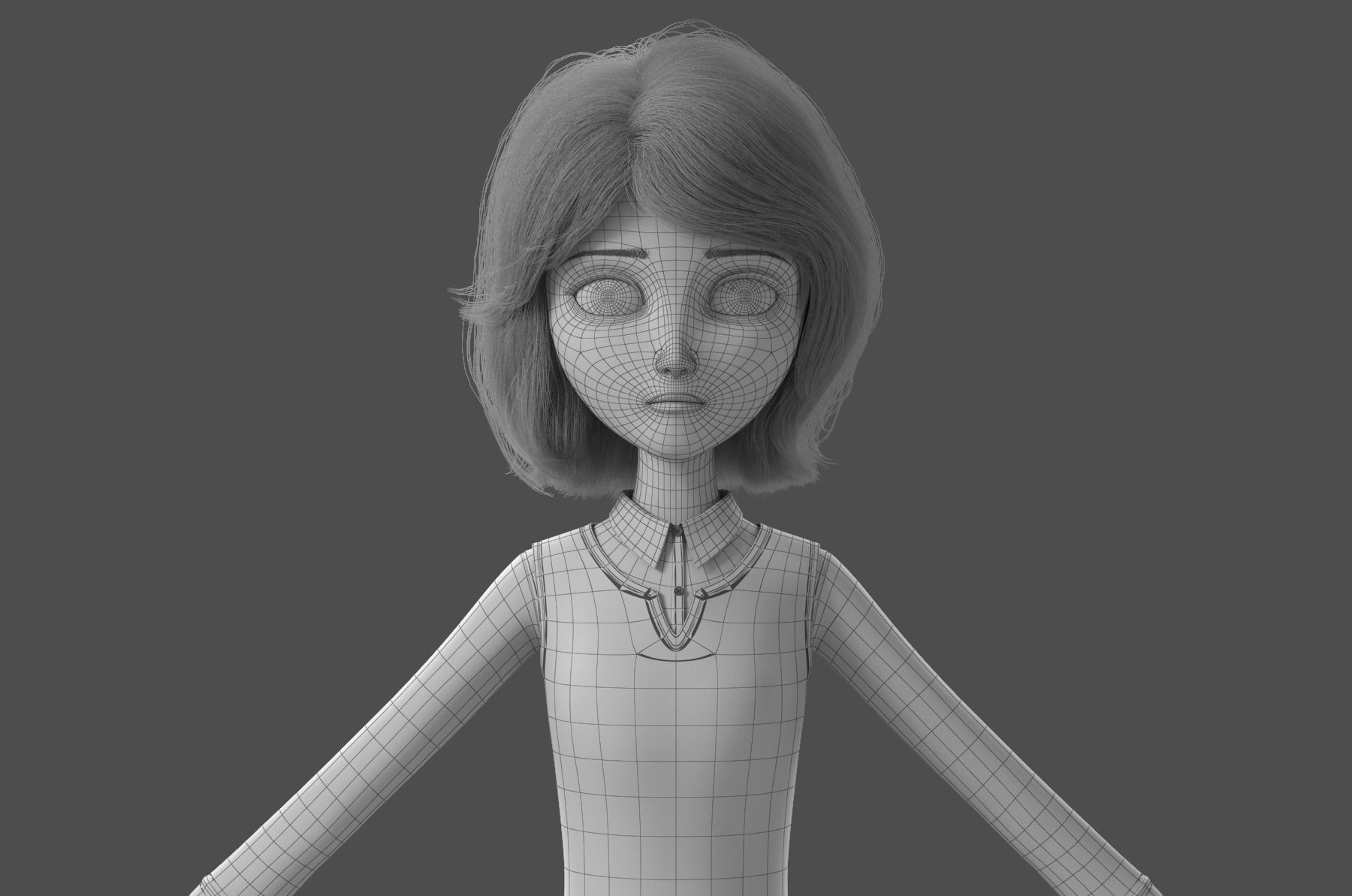 Cartoon Woman Rigged 3D model_38