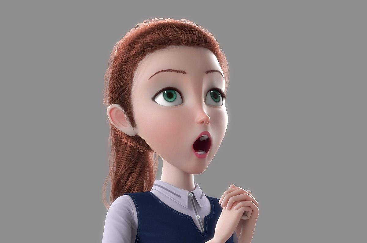 Cartoon Woman Rigged 3D model_12