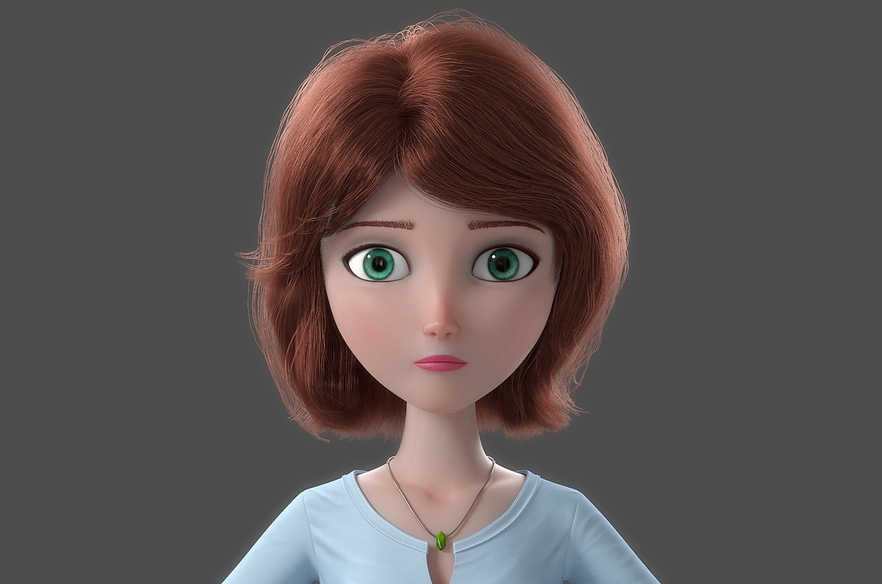 Cartoon Woman Rigged 3D model_23