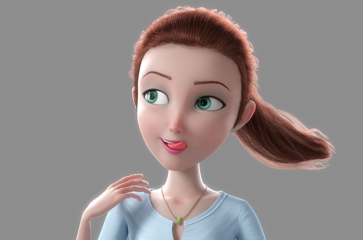 Cartoon Woman Rigged 3D model_5