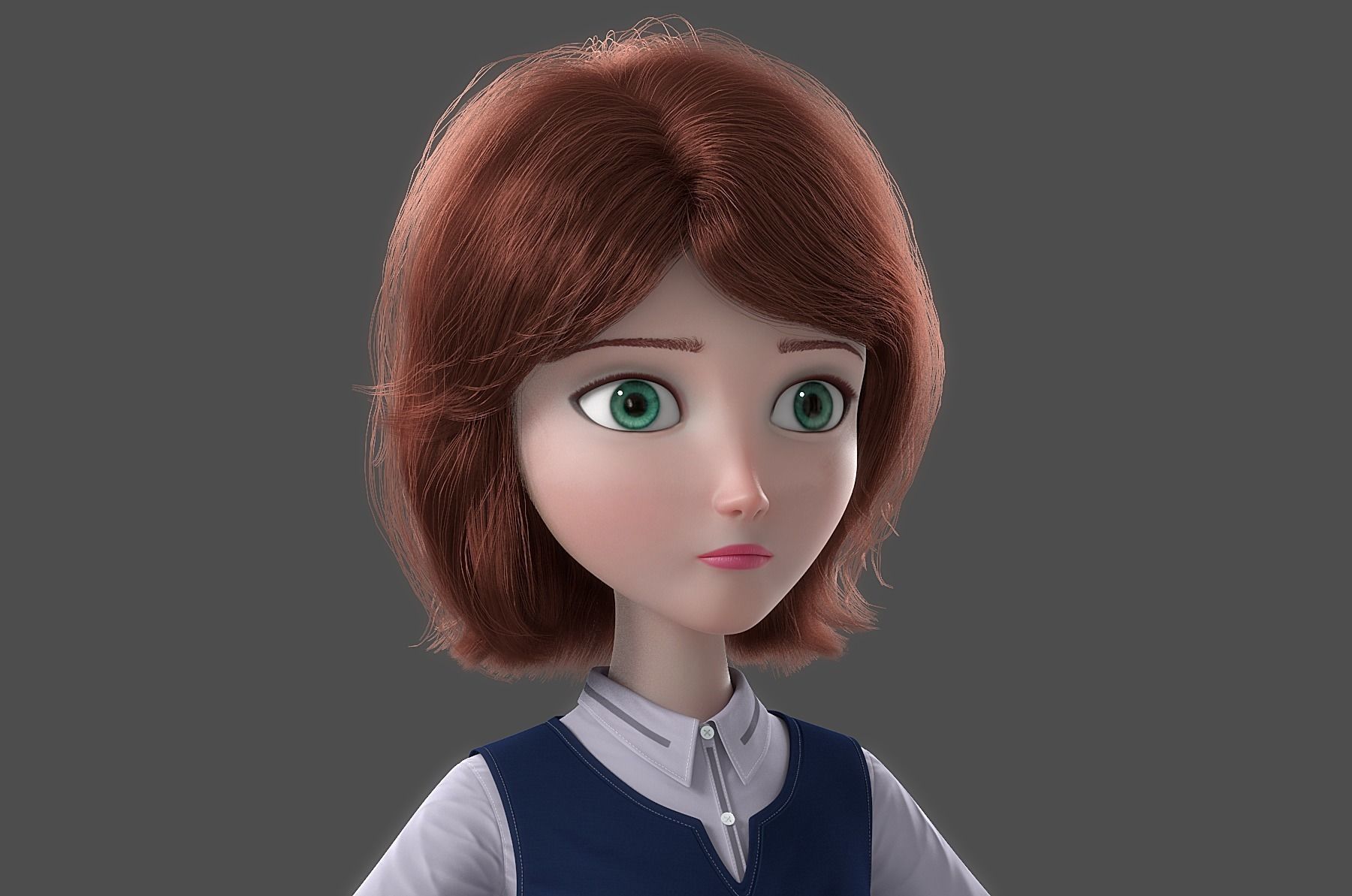 Cartoon Woman Rigged 3D model_22
