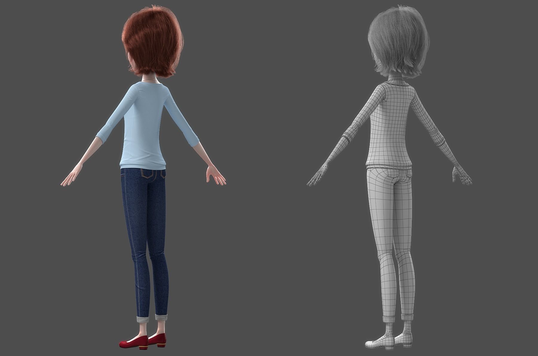 Cartoon Woman Rigged 3D model_18