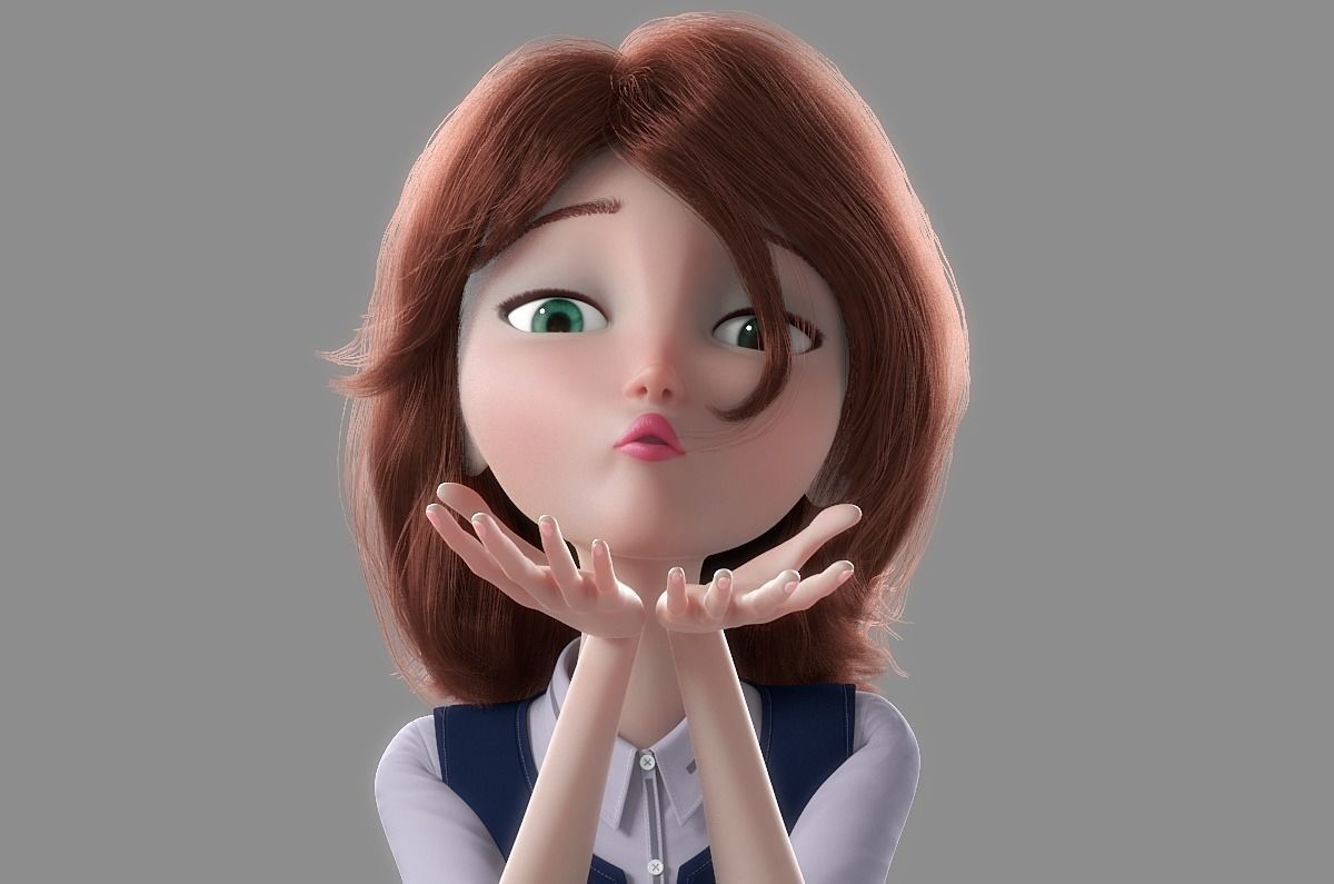 Cartoon Woman Rigged 3D model_6