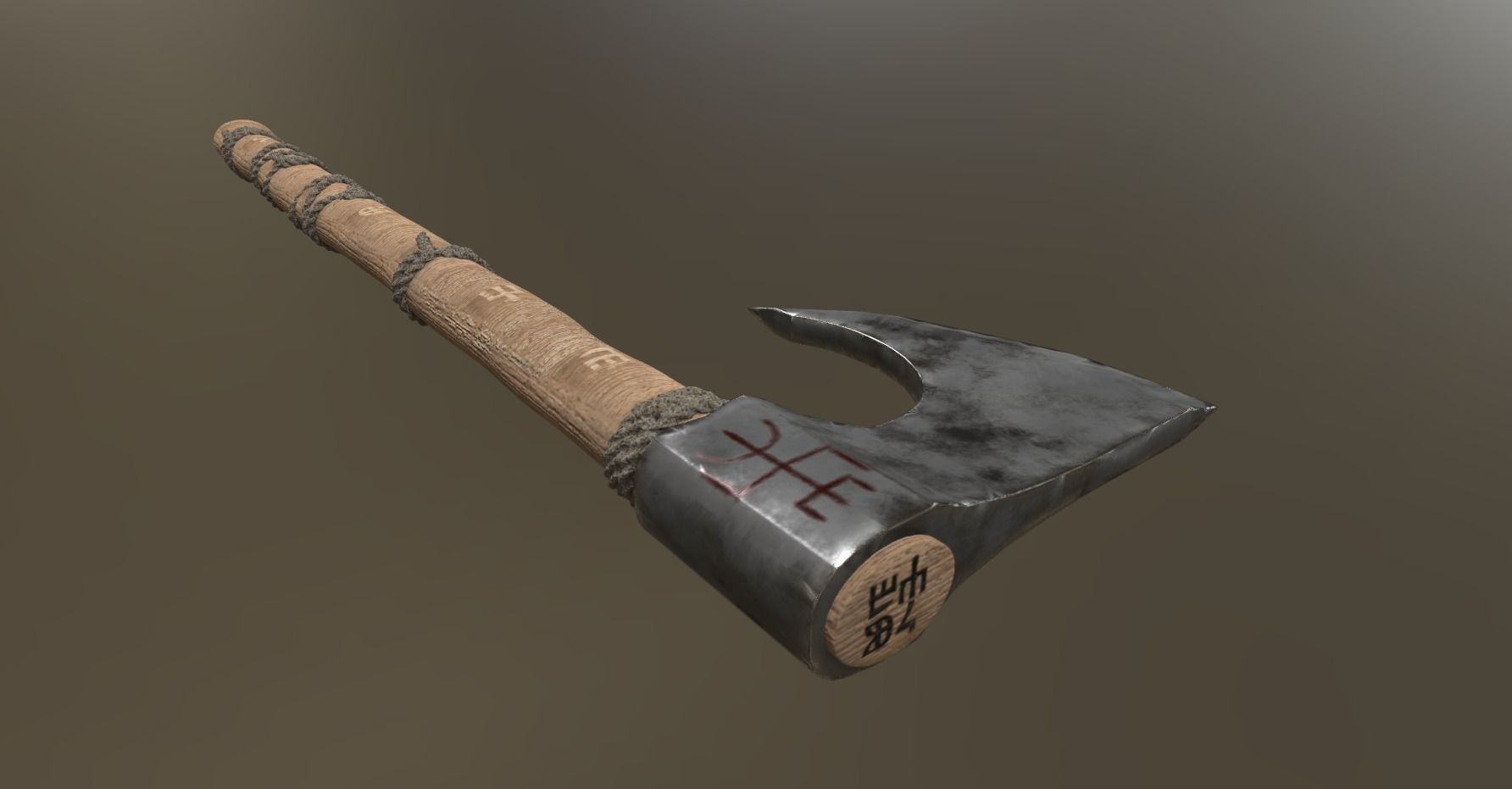 Tribalistic Slavic Axe 3D model_1