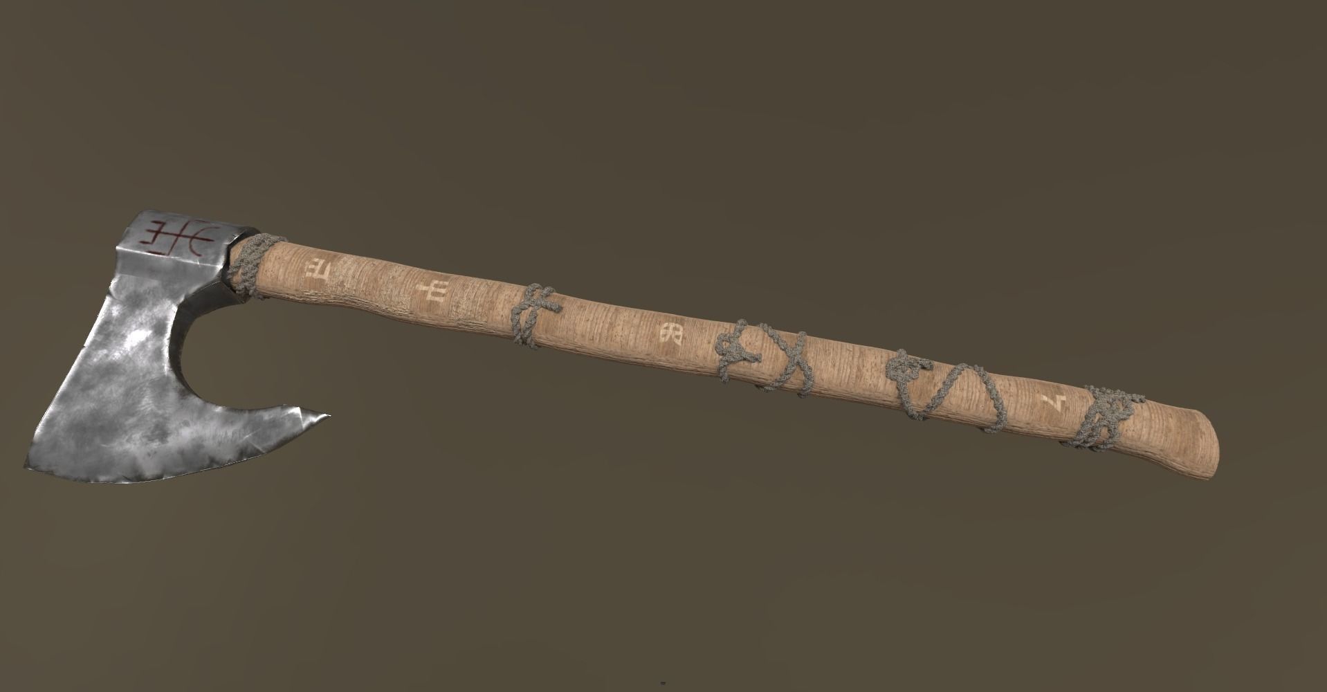 Tribalistic Slavic Axe 3D model_0
