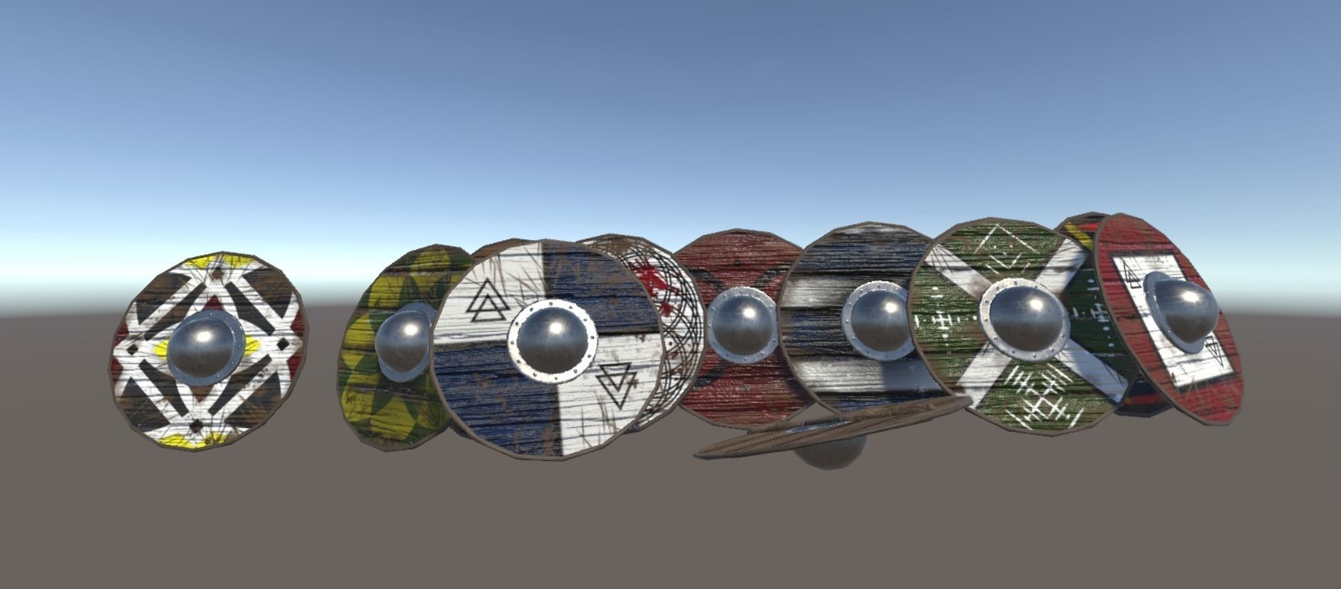 12 Viking Shields Project Ready Low-poly 3D model_1