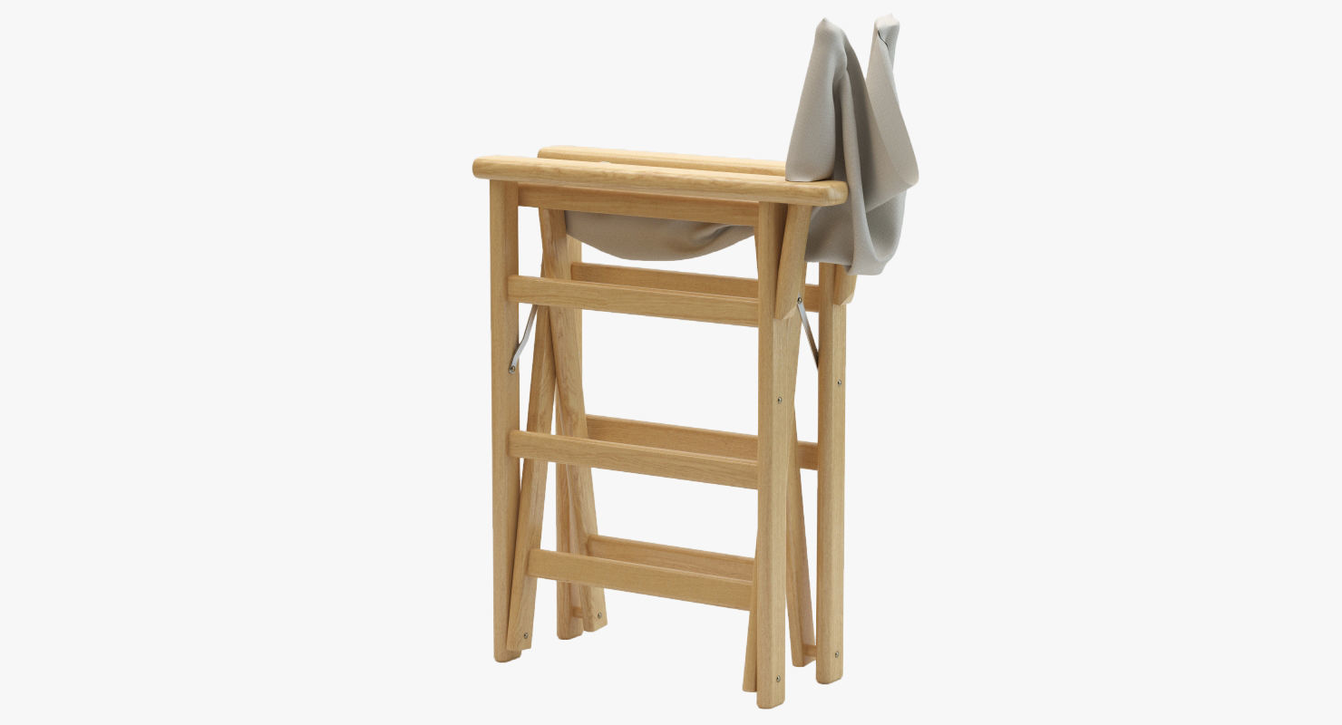 Movie Director Chair Closed 3D model_3