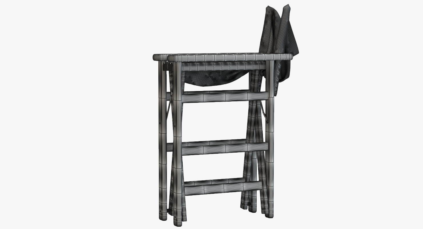 Movie Director Chair Closed 3D model_11