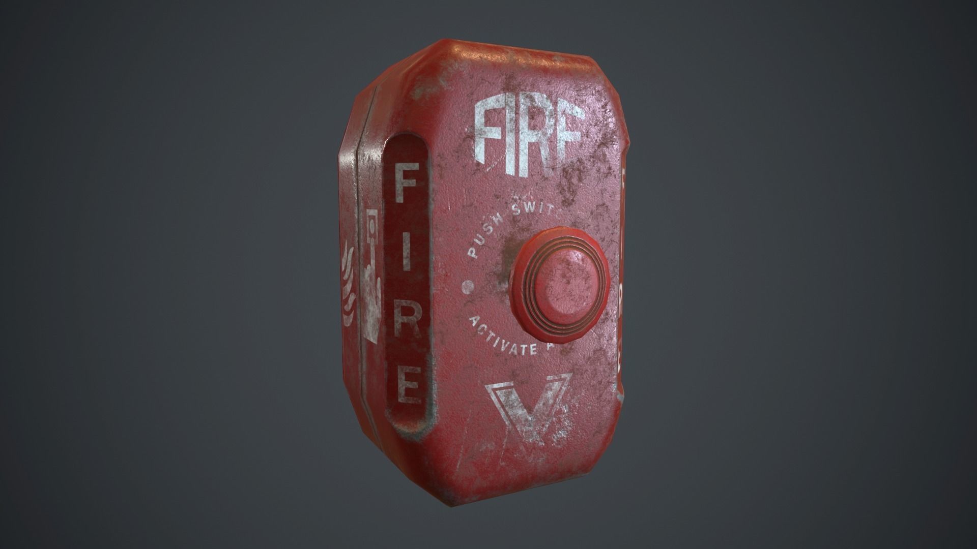 Metal Fire Alarm Button PBR Game Ready Low-poly 3D model_6