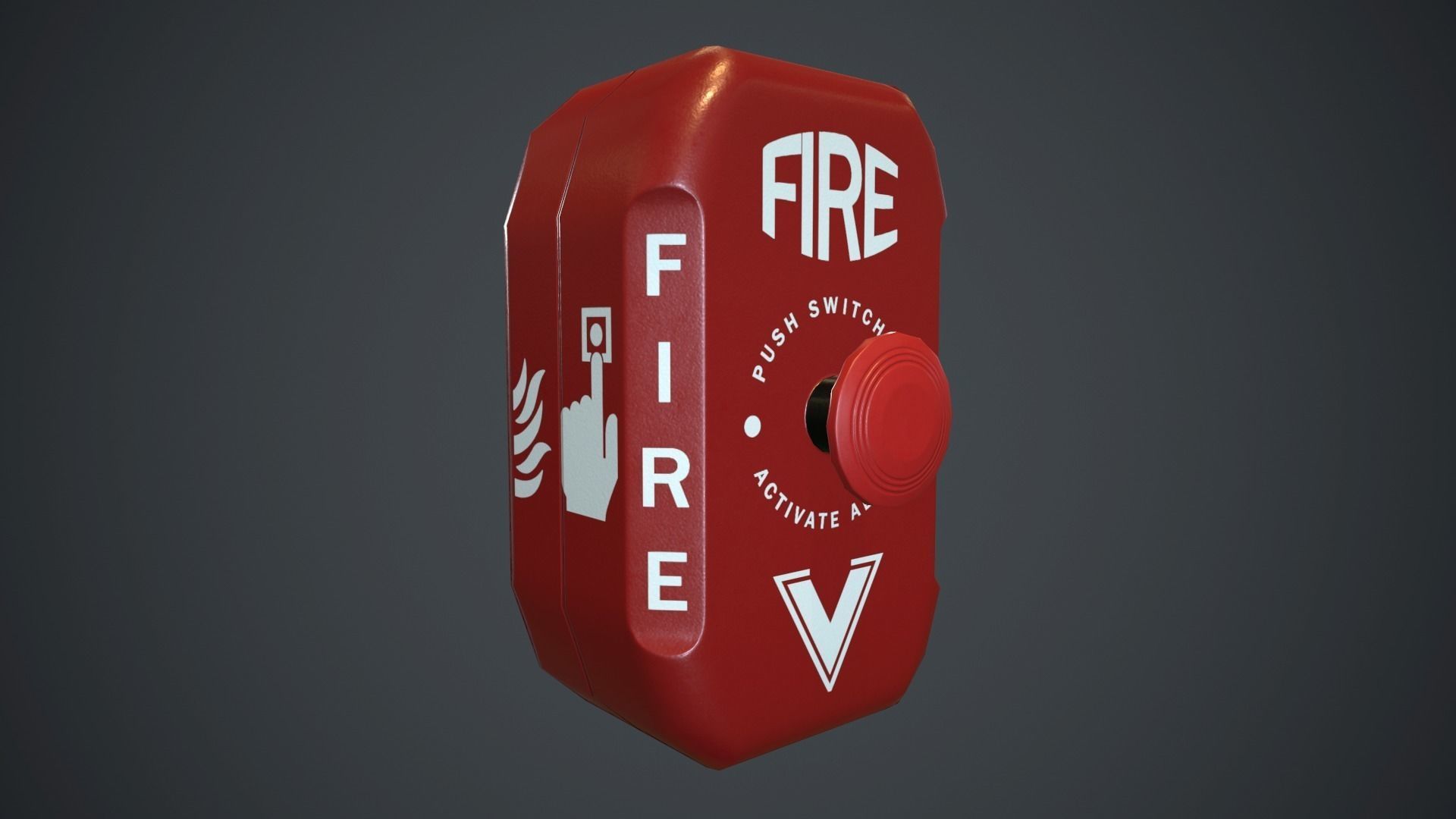 Metal Fire Alarm Button PBR Game Ready Low-poly 3D model_11