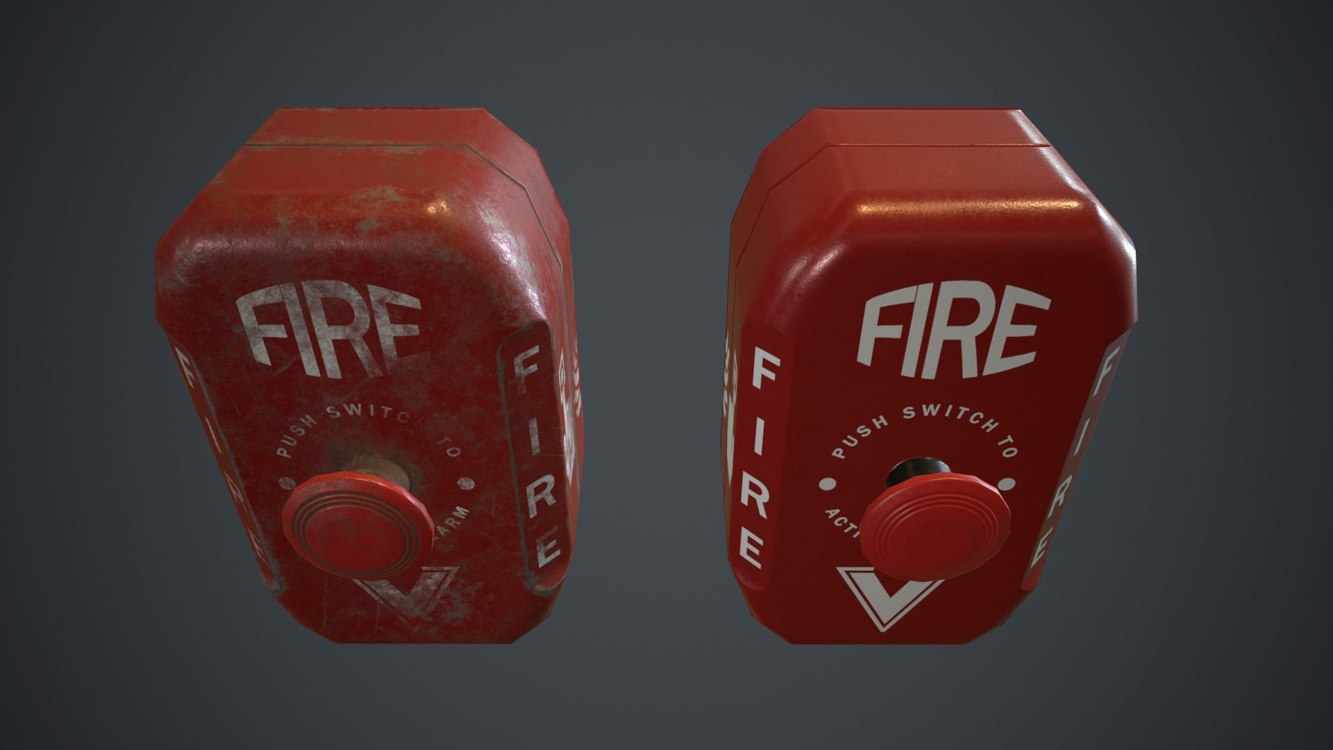 Metal Fire Alarm Button PBR Game Ready Low-poly 3D model_3
