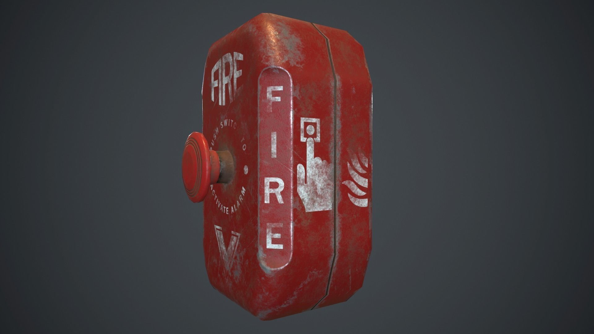 Metal Fire Alarm Button PBR Game Ready Low-poly 3D model_8