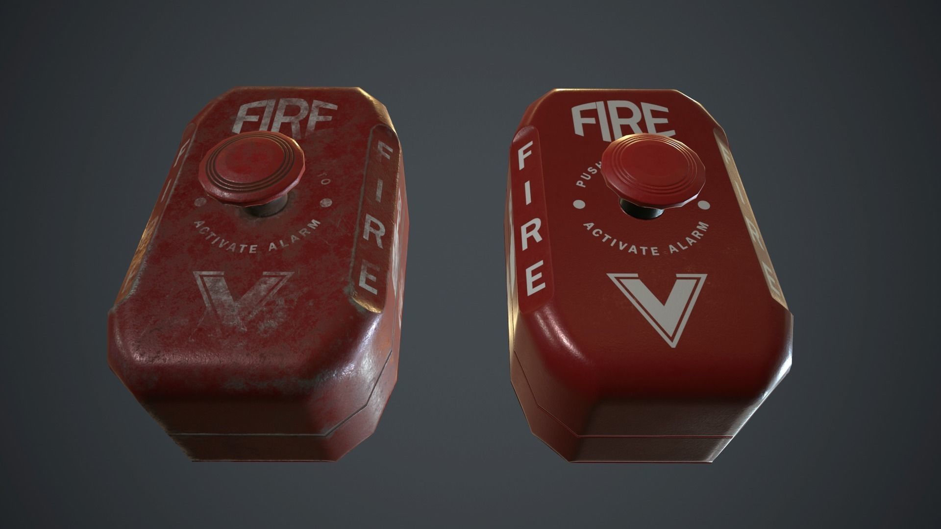 Metal Fire Alarm Button PBR Game Ready Low-poly 3D model_5