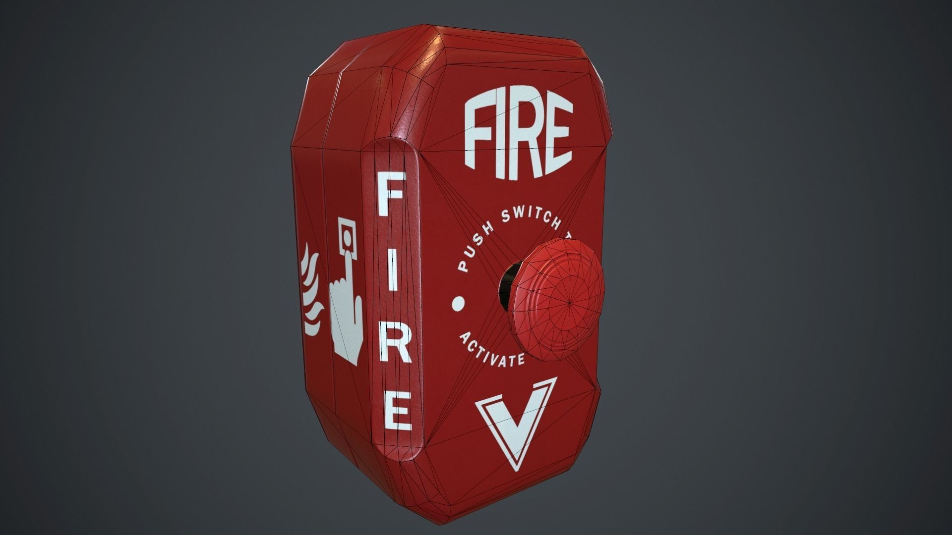 Metal Fire Alarm Button PBR Game Ready Low-poly 3D model_13