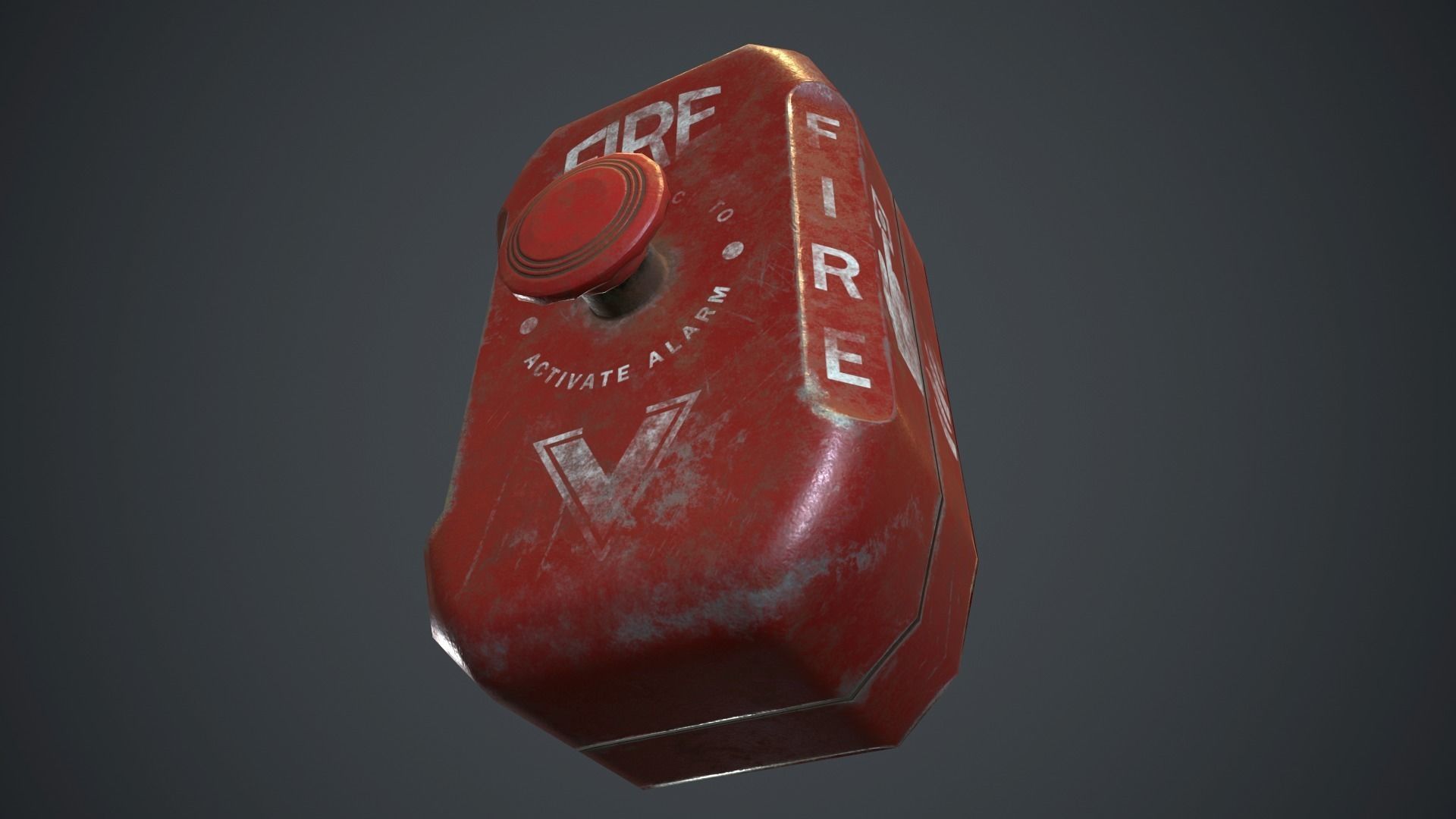 Metal Fire Alarm Button PBR Game Ready Low-poly 3D model_9