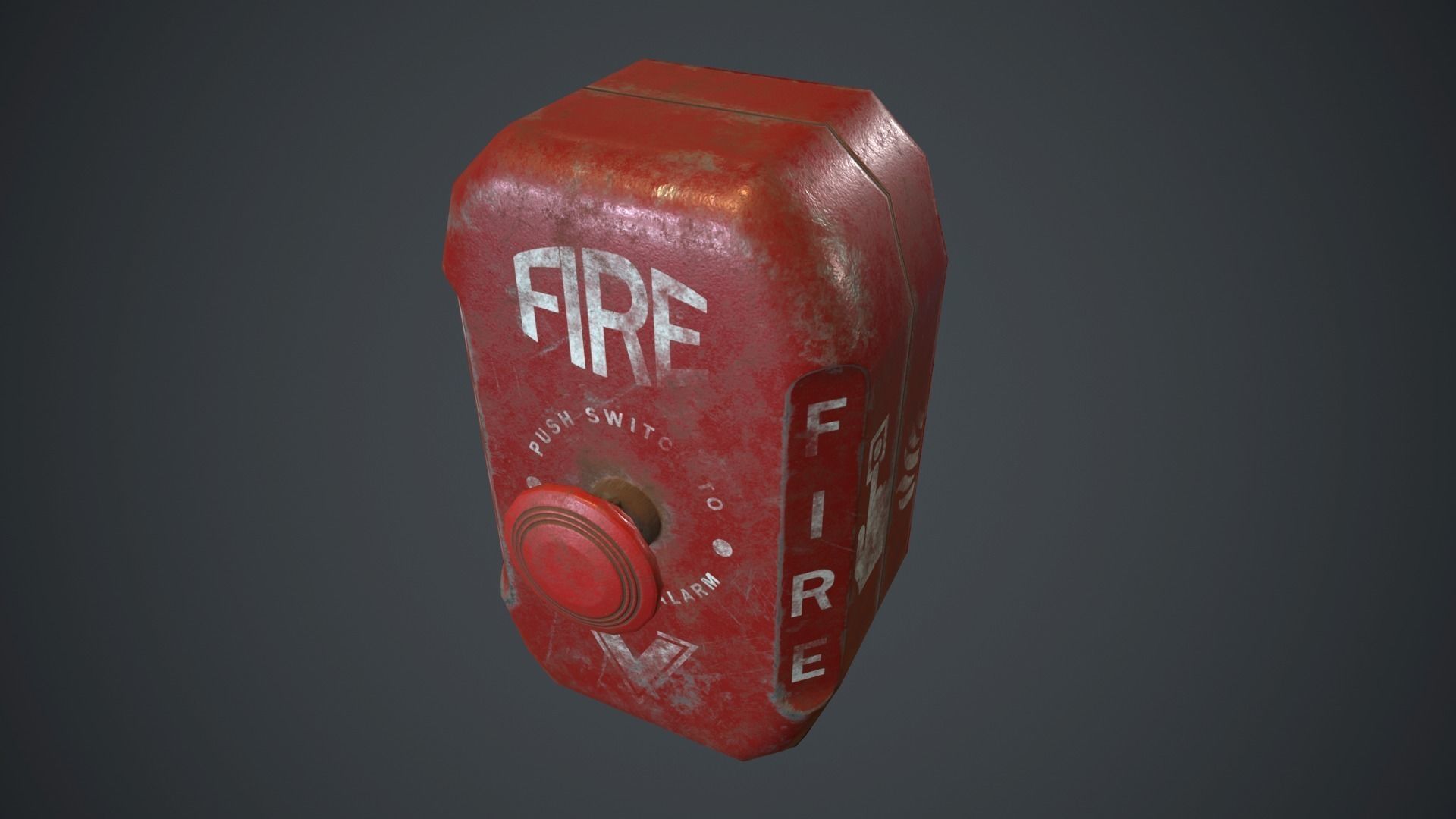 Metal Fire Alarm Button PBR Game Ready Low-poly 3D model_10