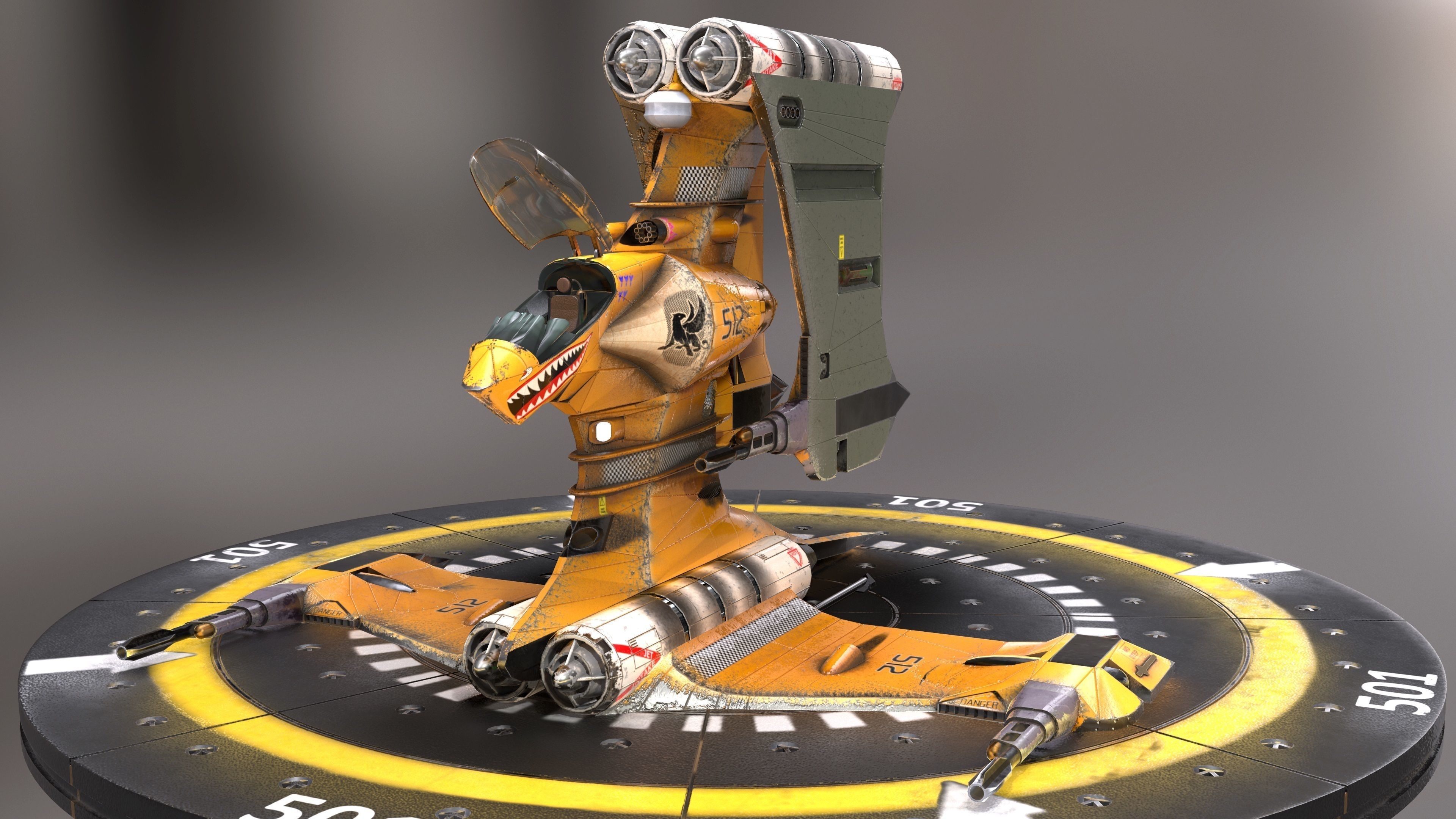 T-Fighter space superiority fighter Low-poly 3D model_9