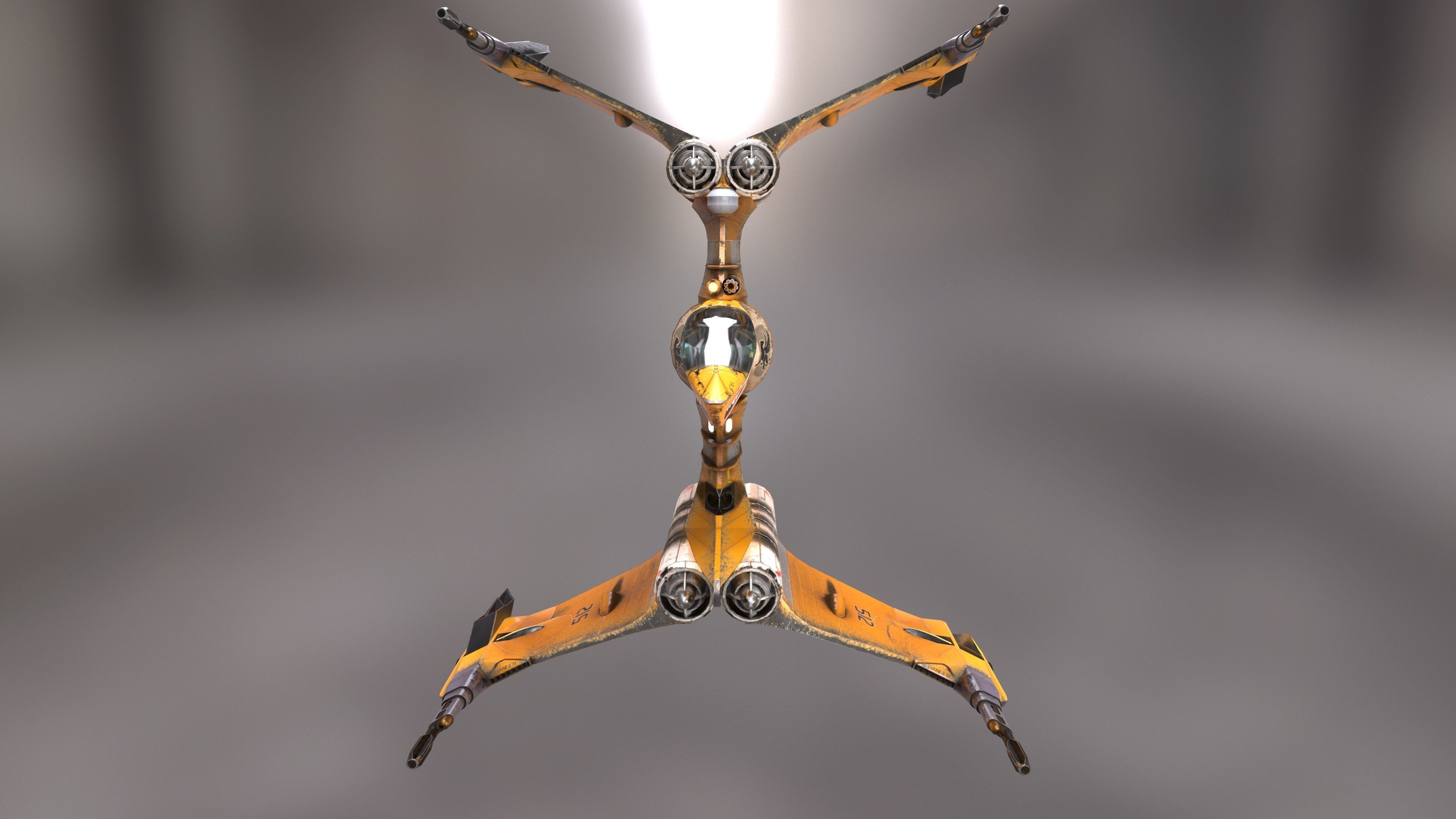 T-Fighter space superiority fighter Low-poly 3D model_20