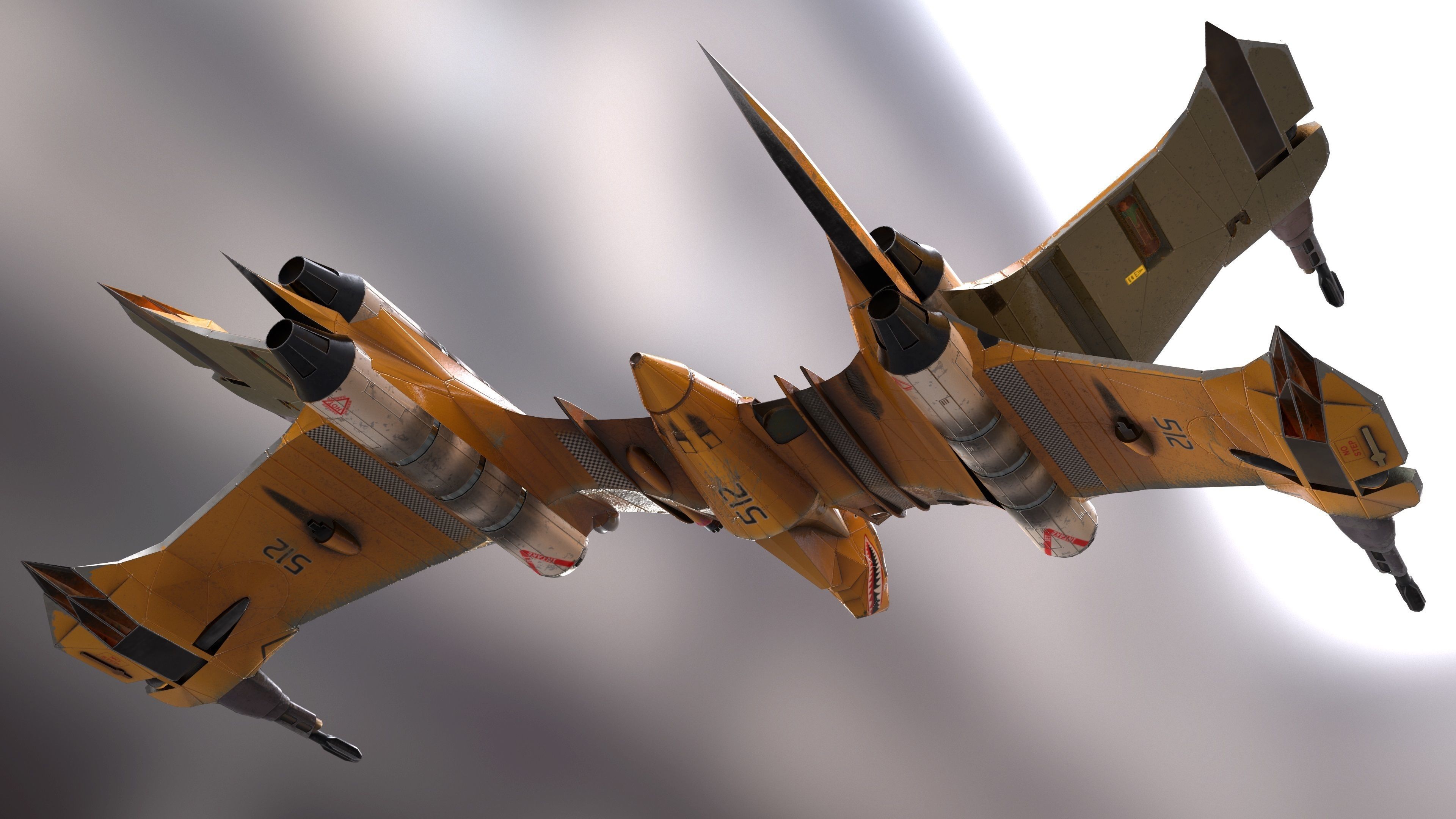 T-Fighter space superiority fighter Low-poly 3D model_17