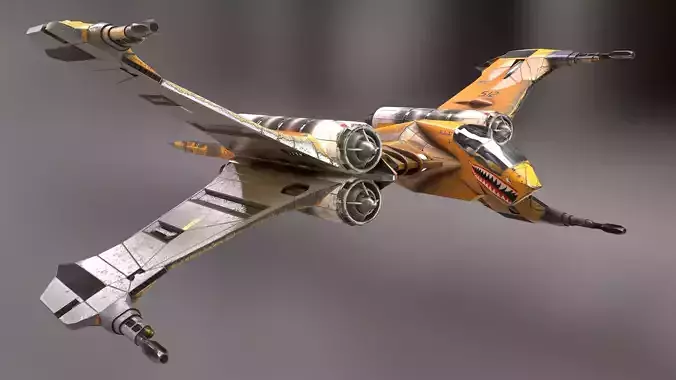 T-Fighter space superiority fighter Low-poly 3D model