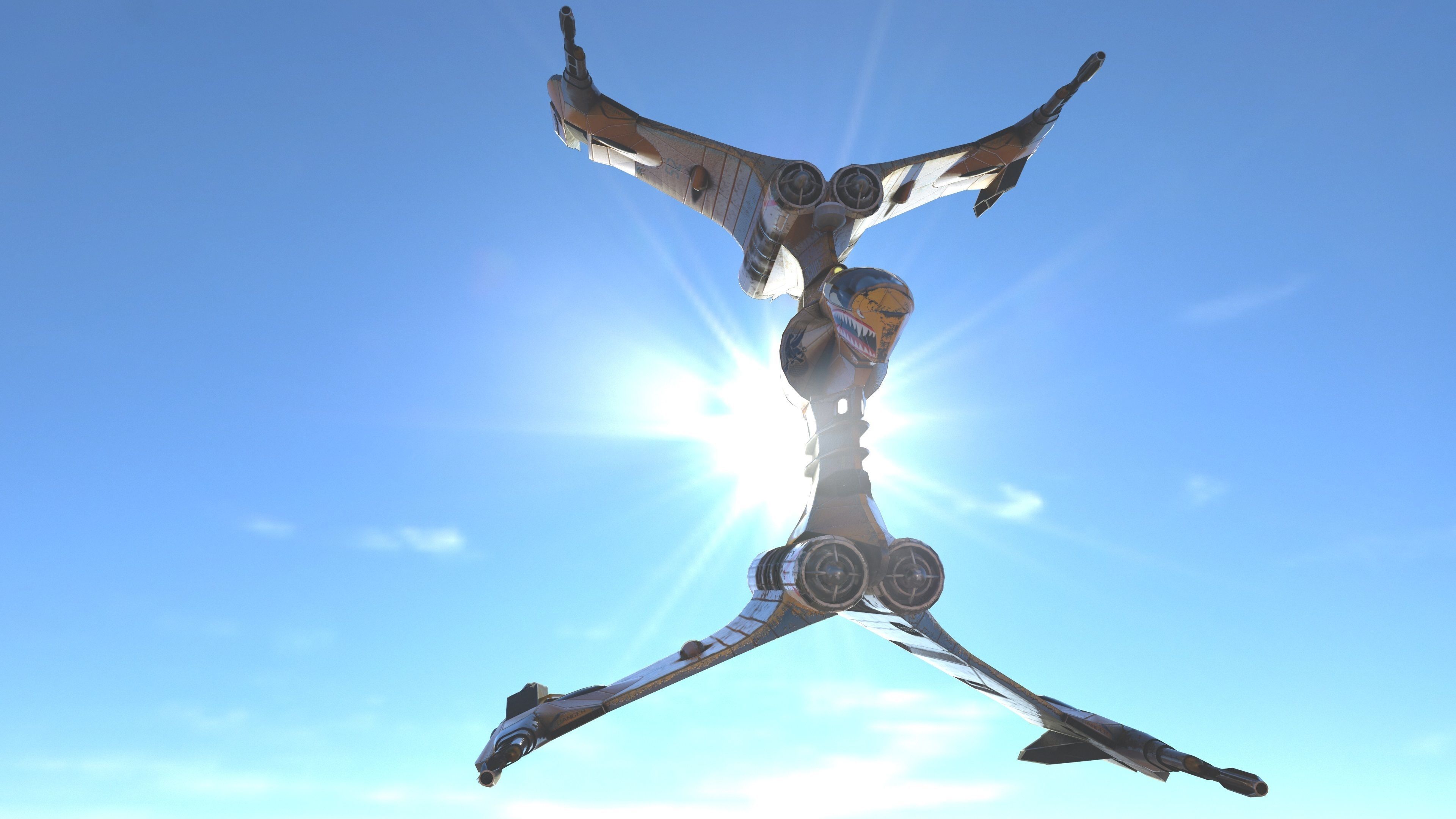 T-Fighter space superiority fighter Low-poly 3D model_5