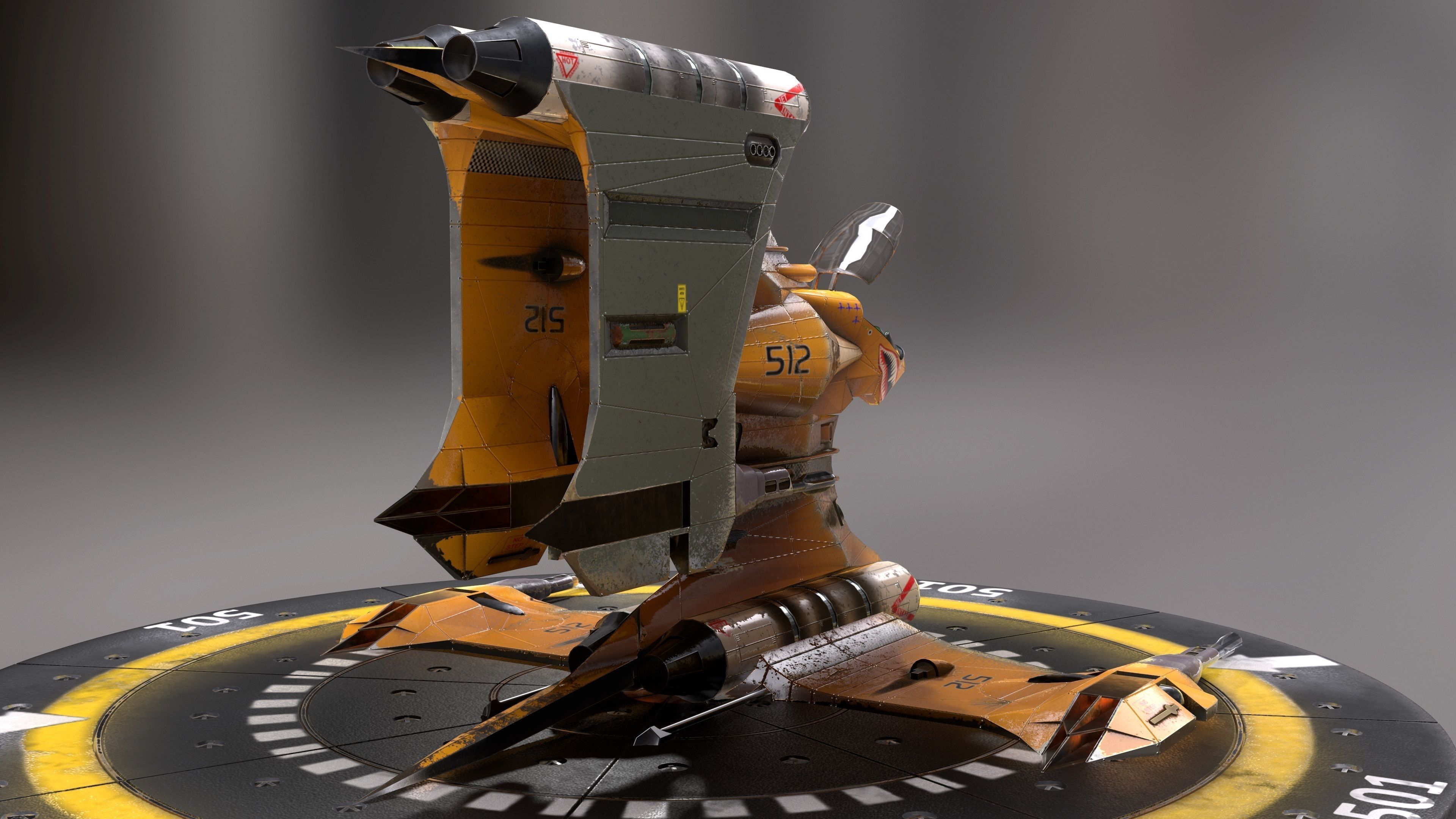 T-Fighter space superiority fighter Low-poly 3D model_11