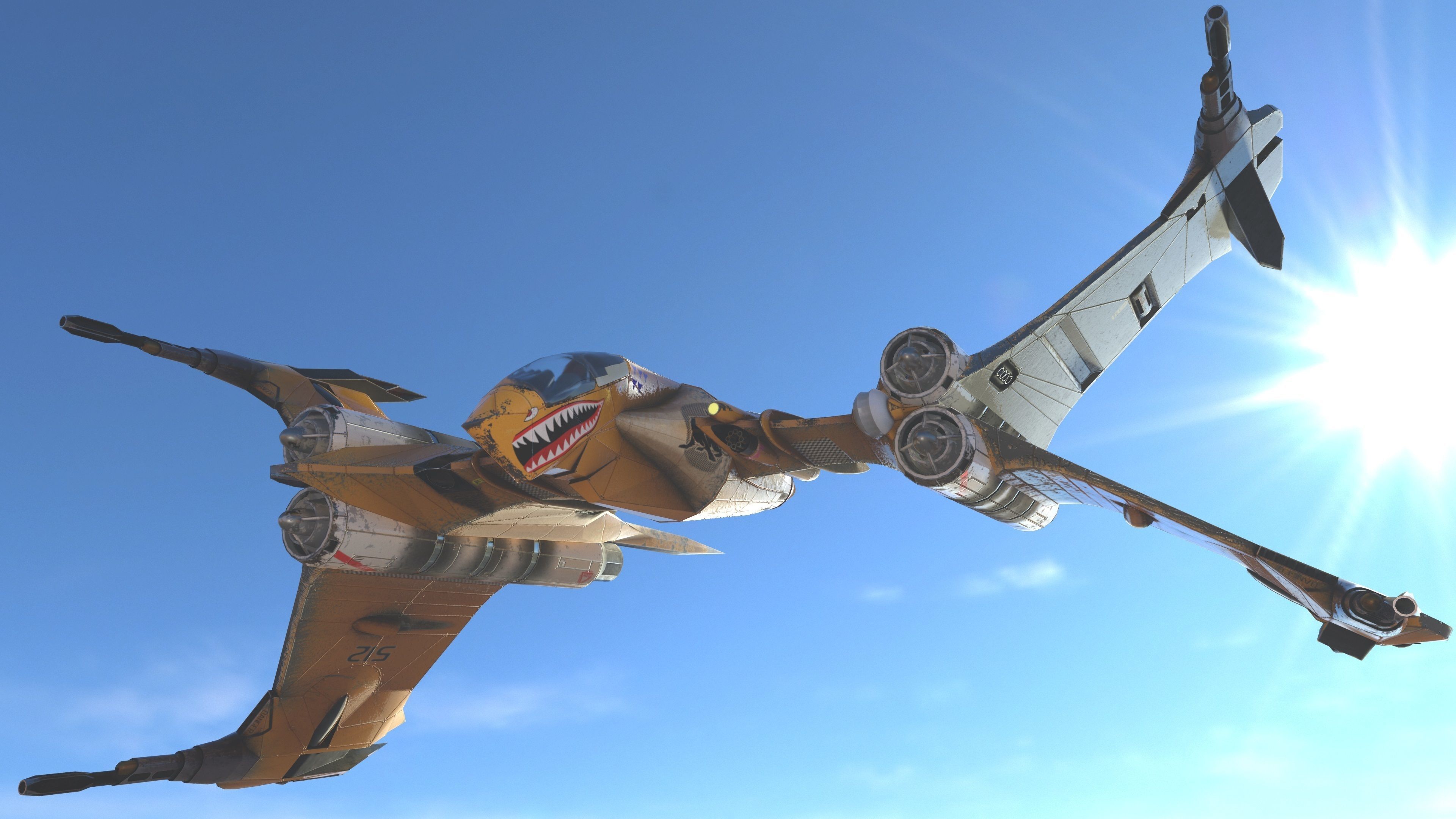T-Fighter space superiority fighter Low-poly 3D model_3