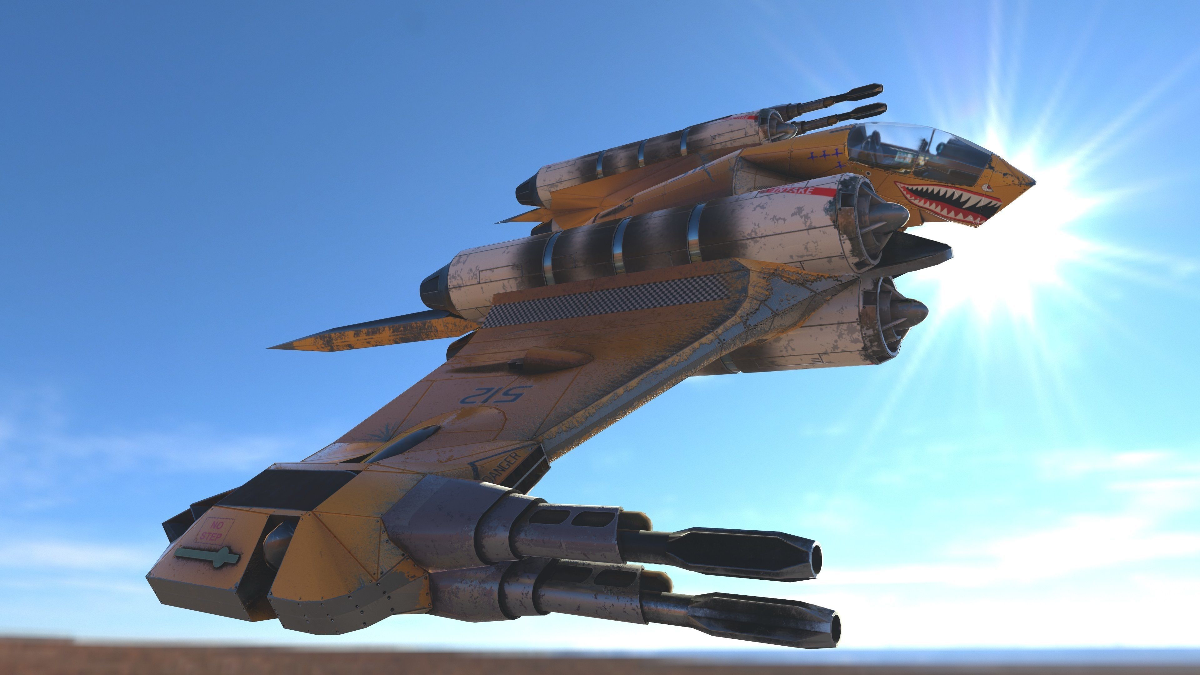 T-Fighter space superiority fighter Low-poly 3D model_24