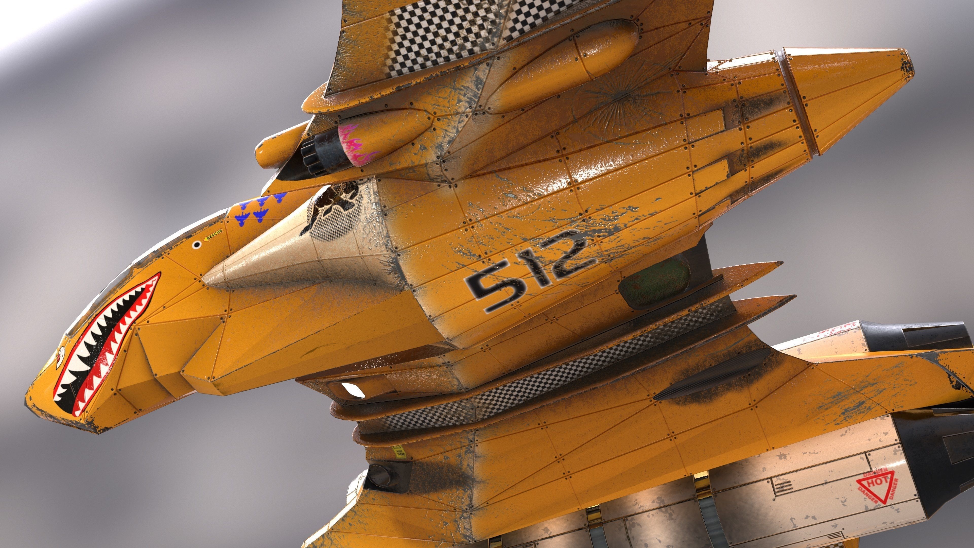 T-Fighter space superiority fighter Low-poly 3D model_19