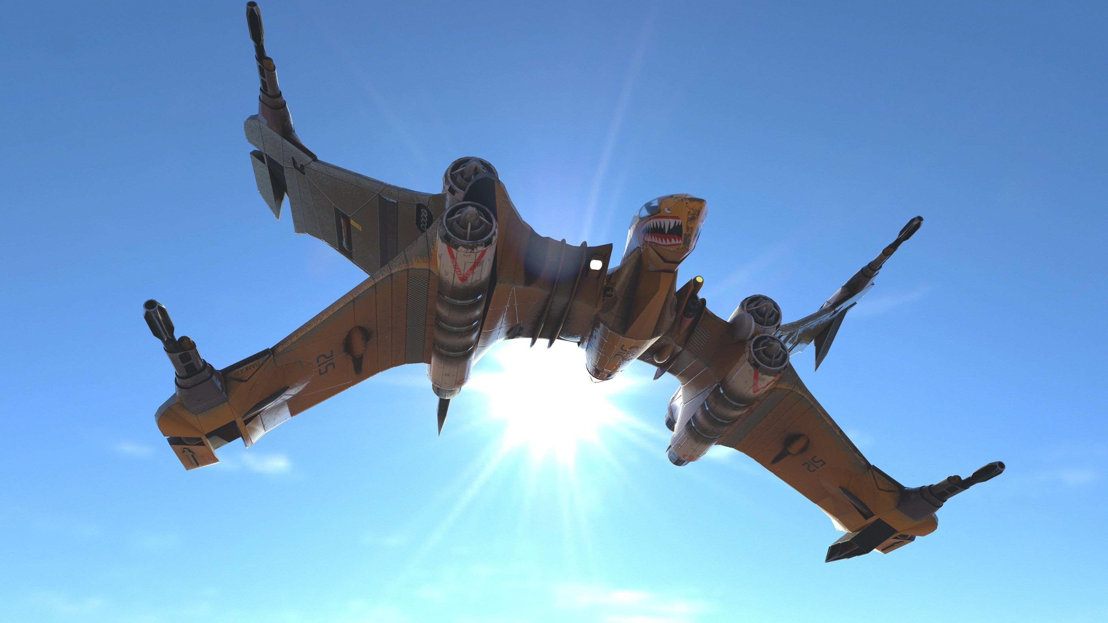T-Fighter space superiority fighter Low-poly 3D model_6